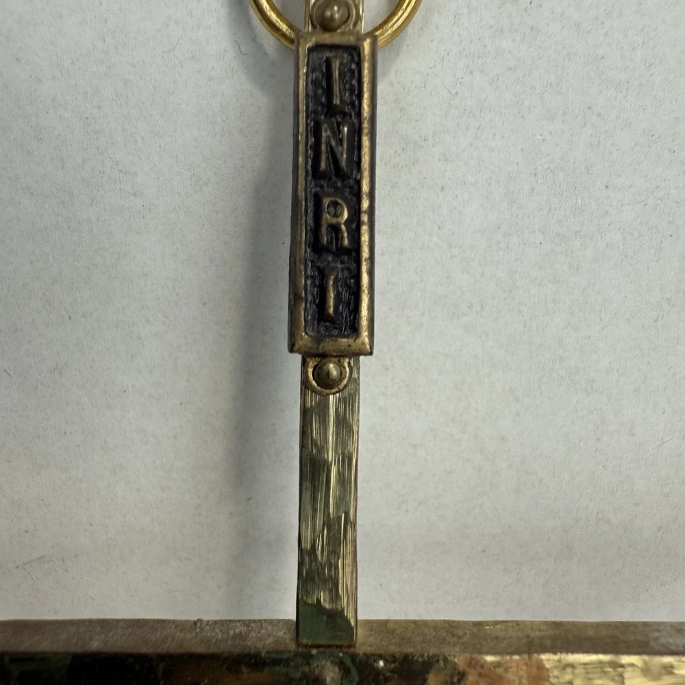 Vintage Gold Brass Tone Metal Wall Hanging Crucifix INRI Cross Jesus 10